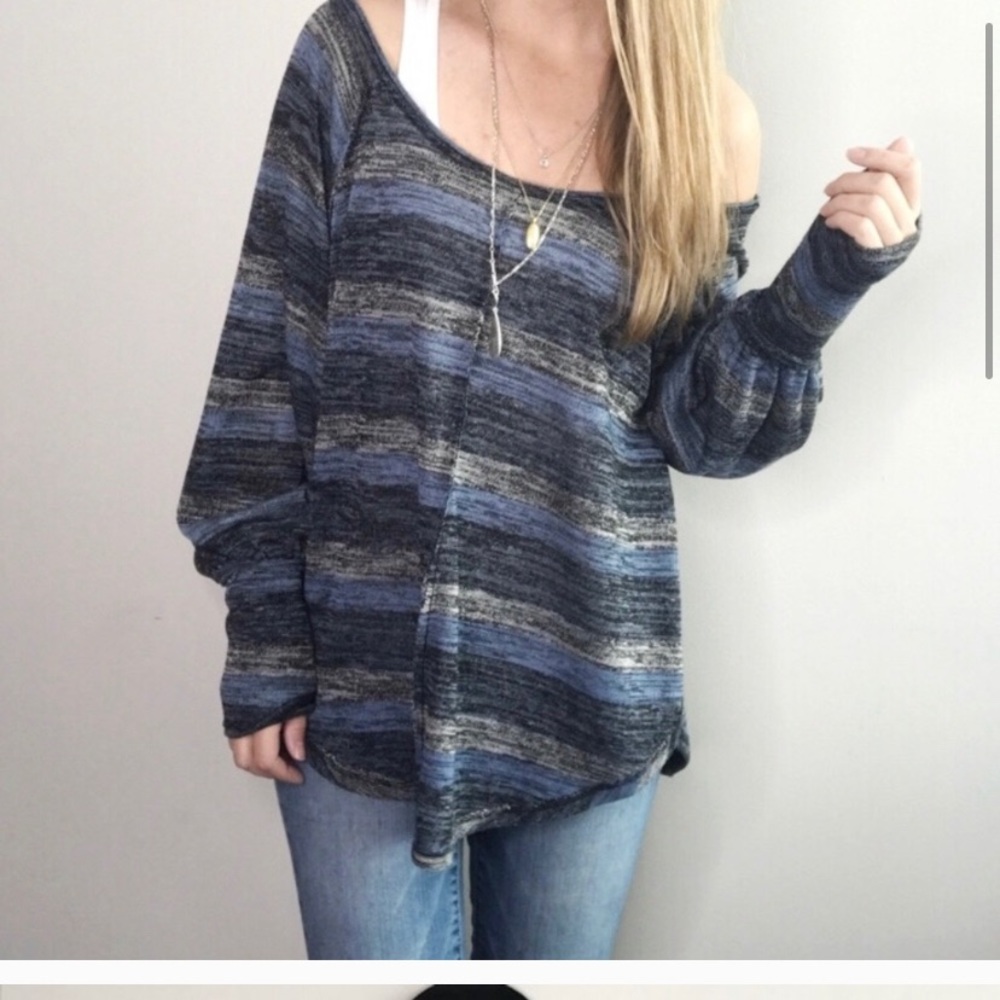 FREE PEOPLE Slouchy off shoulder striped top sz S